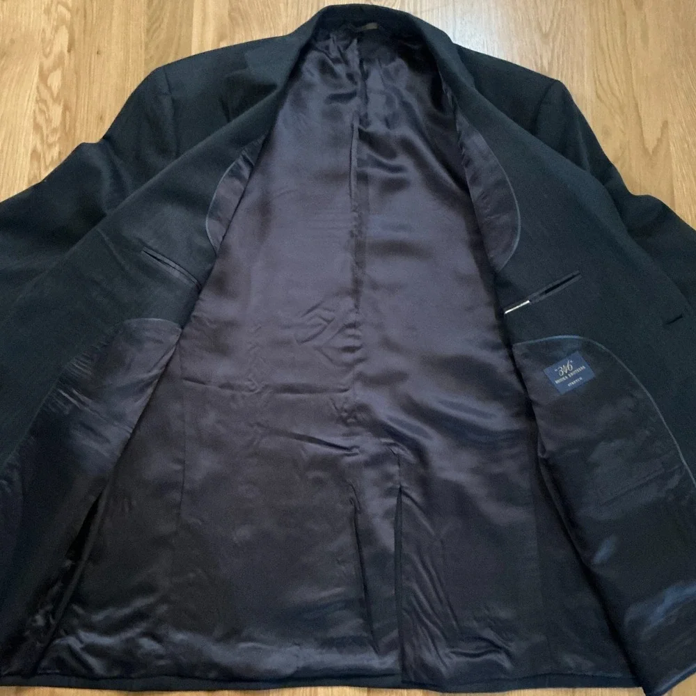 Brooks Brothers 346 Black Wool Stretch Blazer Mens 46R 2 Button‎ Sport Coat